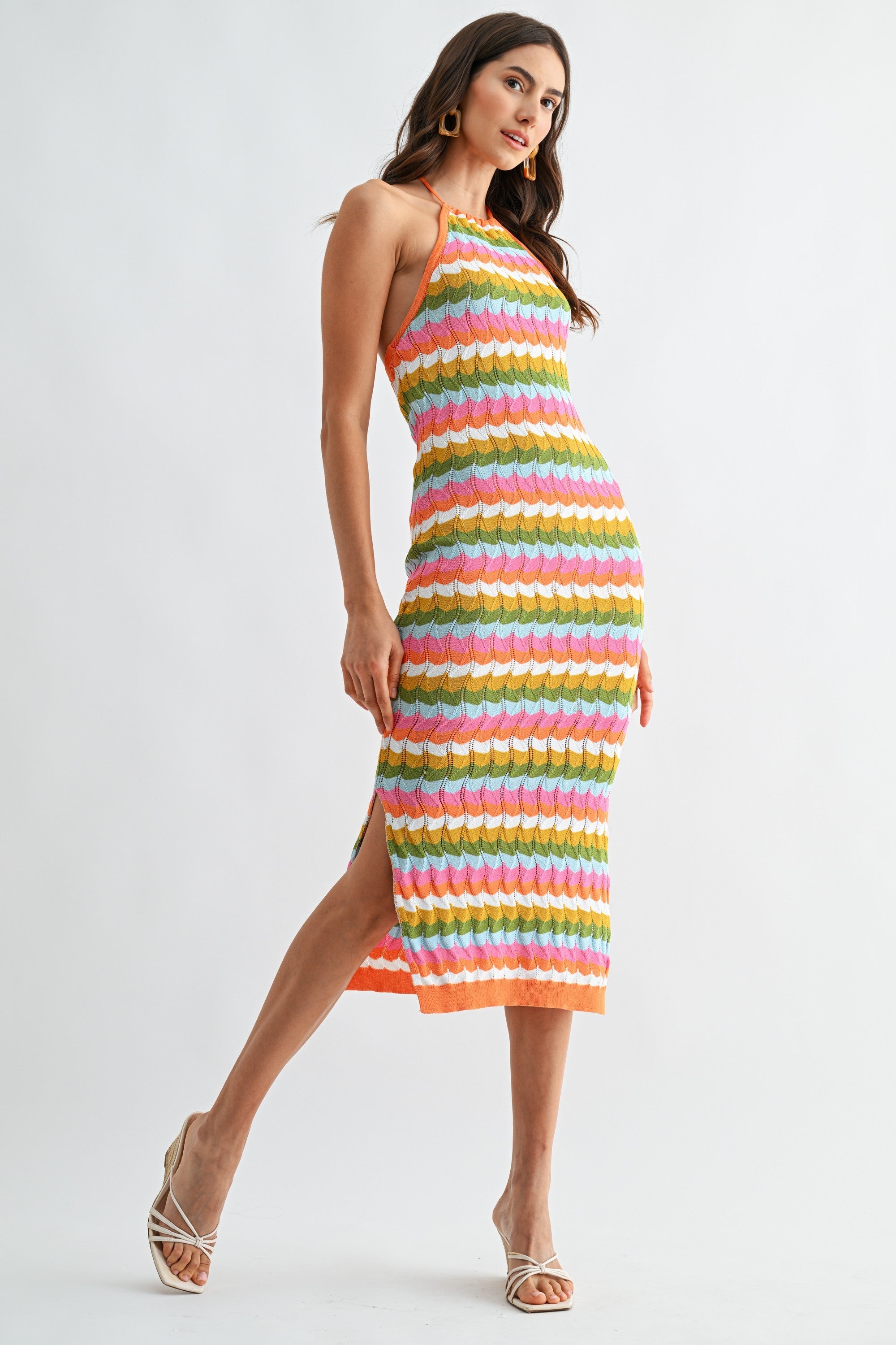 rainbow halter dress Mussi Midi black oxford shoes